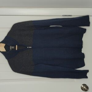 Kenneth Cole reaction sweater men's large blue gray zip up